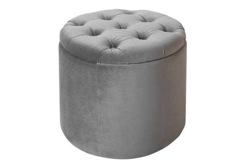 riess-ambiente Hocker MODERN BAROCK 50cm silbergrau, Wohnzimmer · Samt · mit Stauraum · Aufbewahrungkorb von riess-ambiente