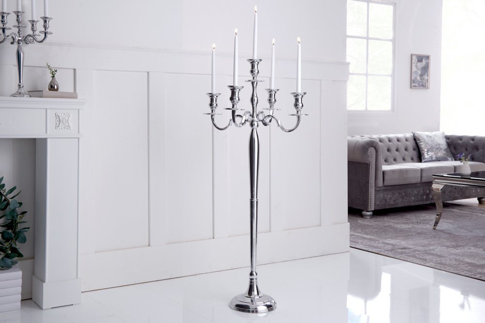 riess-ambiente Kerzenständer MODERN BAROCK 41cm silber (1 St), Metall · Kerzenhalter · Deko · Barock-Design von riess-ambiente