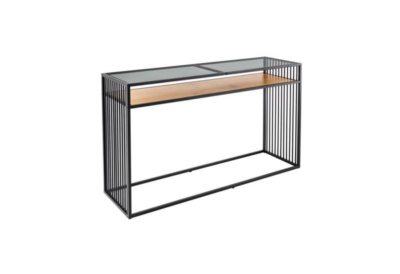 riess-ambiente Konsolentisch ARCHITECTURE 120cm schwarz / natur (Einzelartikel, 1-St), Wohnzimmer · Glas · Metall · Holz-Optik · Flur · Industrial Design von riess-ambiente