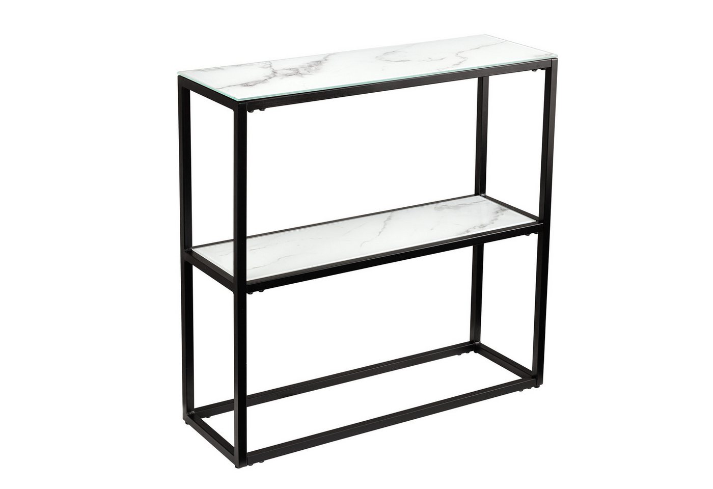riess-ambiente Konsolentisch BOUTIQUE 81cm weiß / schwarz (1-St), Flur · Kristallglas · Metall · eckig · Marmor-Dekor · Barock von riess-ambiente