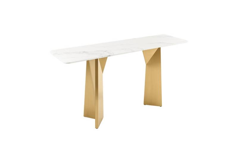 riess-ambiente Konsolentisch EXTRAVAGANCIA 140cm weiß Marmor – Metall-Gestell in gold brushed (Einzelartikel, 1-St), luxuriöses Design für Flur, Schlafzimmer & Wohnzimmer, Statement Piece von riess-ambiente