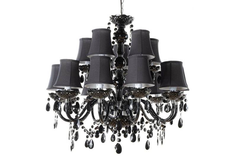 riess-ambiente Kronleuchter BLACK CRYSTAL XL 80cm schwarz · Hängeleuchte mit Kristall-Design, keine besonderen Funktionen, ohne Leuchtmittel, 15-armiger Lüster · Acrylglas · Wohnzimmer · mit Schirmen · Barock von riess-ambiente