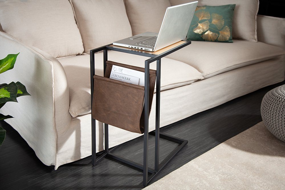 riess-ambiente Laptoptisch LOFT 48cm natur / schwarz, Holzwerkstoff · Metall · Eichen-Optik · für Couch & Bett · Industrial von riess-ambiente