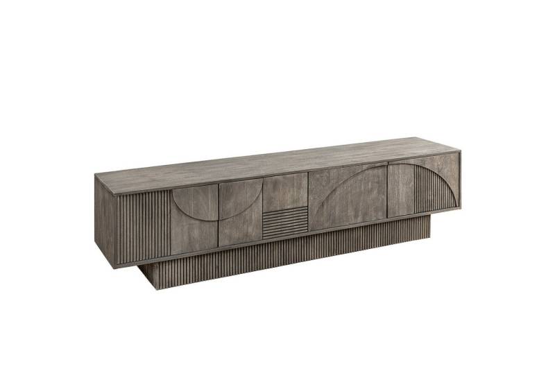 riess-ambiente Lowboard ART DECO 200cm grau smoked (Einzelartikel, 1 St), Massivholz · TV-Schrank · 6 Fächer · 3D-Front · Wohnzimmer · Design von riess-ambiente