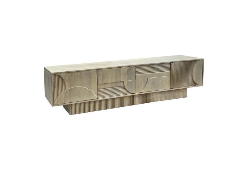 riess-ambiente Lowboard ART DECO 200cm weiß - Massiv-Mangoholz, 3D-Front, Stauraum, Kommode (Einzelartikel, 1 St), fertig montiertes TV-Board - ideal für moderne Schlaf- und Wohnzimmer von riess-ambiente