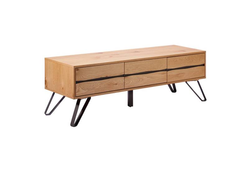 riess-ambiente Lowboard LIVING EDGE 160cm natur/anthrazit – Baumkante, Wildeiche, Hairpin Legs (Einzelartikel, 1 St), massives Lowboard mit Türen & Fächern – ideal fürs Wohnzimmer von riess-ambiente