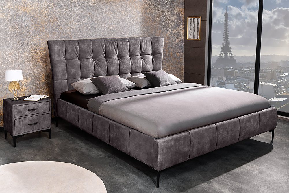 riess-ambiente Polsterbett BOUTIQUE 160x200cm dunkelgrau (Einzelartikel, 1-tlg), Schlafzimmer · Samt · Doppel · Queensize · Gästezimmer · Modern Design von riess-ambiente