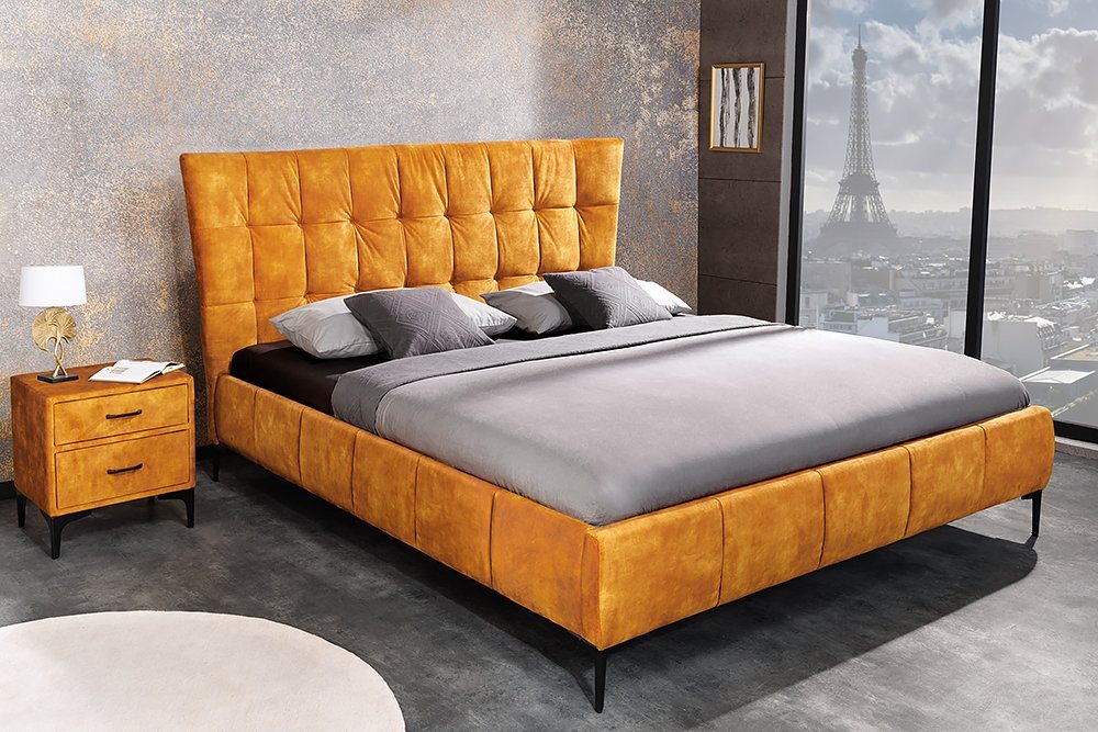 riess-ambiente Polsterbett BOUTIQUE 160x200cm senfgelb (Einzelartikel, 1-tlg), Schlafzimmer · Samt · Doppel · Queensize · Gästezimmer · Modern Design von riess-ambiente