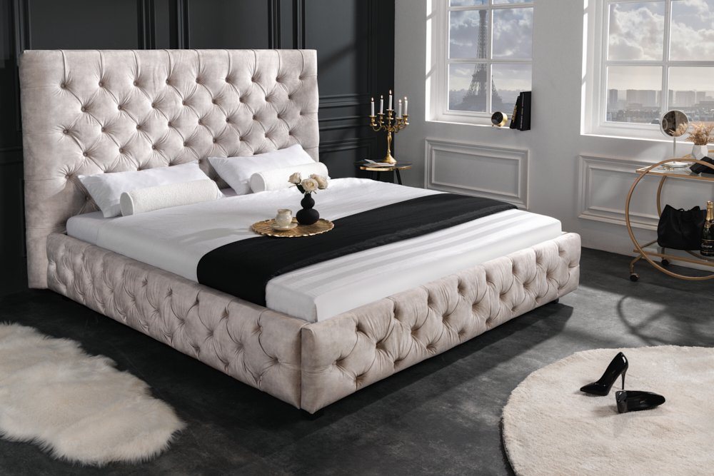 riess-ambiente Polsterbett PARIS 160x200cm champagner (Einzelartikel, 1-tlg), Schlafzimmer · Samt · Holz · Queensize · Chesterfield Design von riess-ambiente