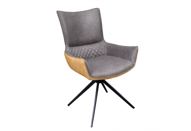 riess-ambiente Polsterstuhl ALPINE grau-braun / schwarz (Einzelartikel, 1 St), Esszimmer · Microfaser · Metall · mit Armlehne · 180° drehbar · Modern von riess-ambiente