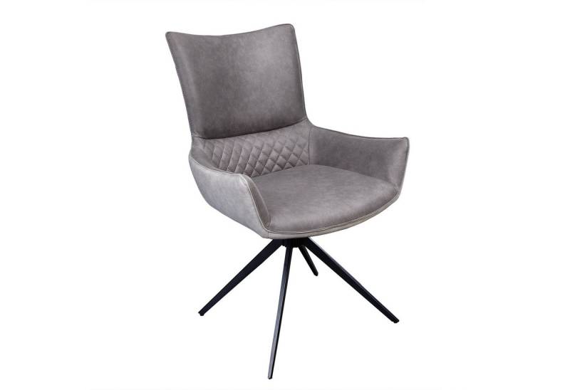 riess-ambiente Polsterstuhl ALPINE grau-hellgrau / schwarz (Einzelartikel, 1 St), Esszimmer · Microfaser · Metall · mit Armlehne · 180° drehbar · Modern von riess-ambiente