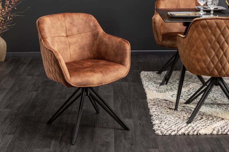 riess-ambiente Polsterstuhl EUPHORIA rost braun / schwarz (Einzelartikel, 1 St), Esszimmer · Samt · Metall · mit Armlehne · 180° drehbar · Retro von riess-ambiente