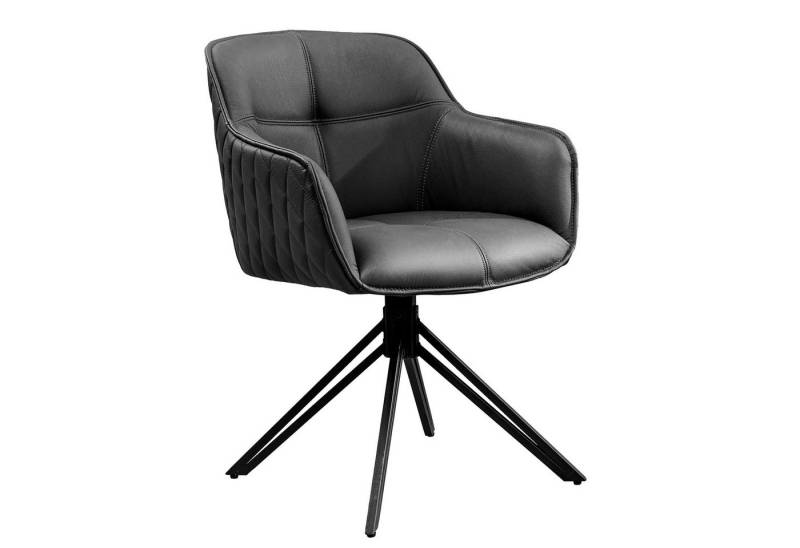riess-ambiente Polsterstuhl EUPHORIA schwarz (Einzelartikel, 1 St), Esszimmer · Echtleder · Metall · mit Armlehne · 180° drehbar · Retro von riess-ambiente