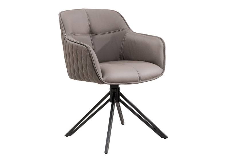 riess-ambiente Polsterstuhl EUPHORIA taupe / schwarz (Einzelartikel, 1 St), Esszimmer · Echtleder · Metall · mit Armlehne · 180° drehbar · Retro von riess-ambiente