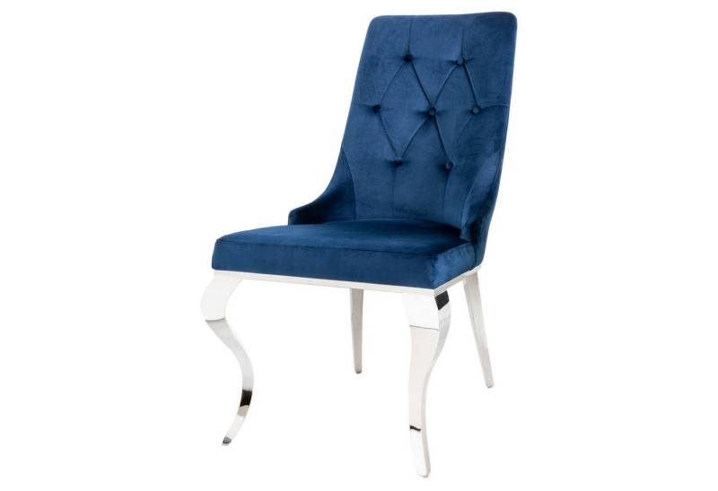 riess-ambiente Polsterstuhl MODERN BAROCK royalblau / silber (Einzelartikel, 1 St), Esszimmer · Samt · Metall · Chesterfield-Steppung von riess-ambiente