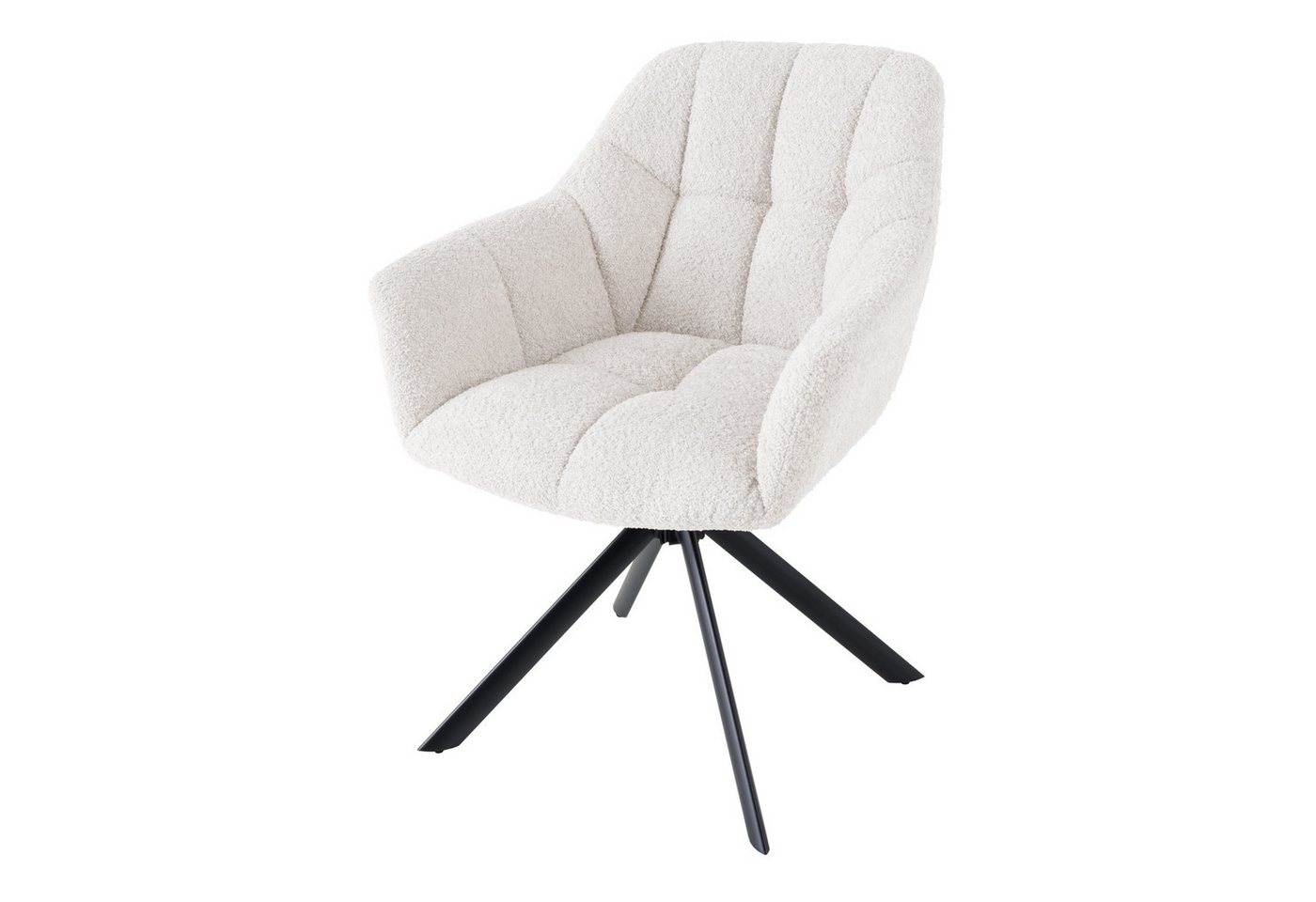 riess-ambiente Polsterstuhl PAPILLON creme / schwarz - Bürostuhl, Auto Return Funktion, Armlehnen (Einzelartikel, 1 St), Esszimmer · Bouclé · Metall · Armlehne · 180° drehbar · Modern Design von riess-ambiente