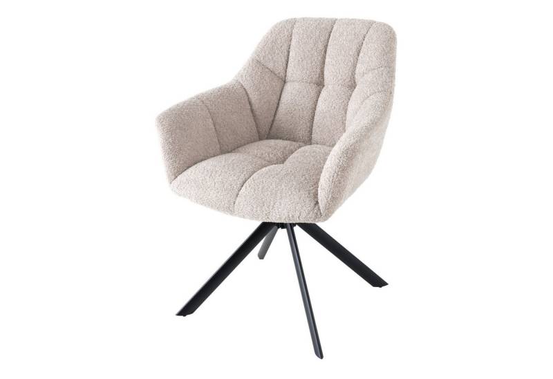 riess-ambiente Polsterstuhl PAPILLON greige / schwarz - Bürostuhl, Armlehnen, Auto Return Funktion (Einzelartikel, 1 St), Esszimmer · Bouclé · Metall · Armlehne · 180° drehbar · Modern Design von riess-ambiente