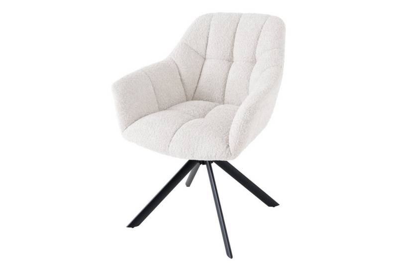 riess-ambiente Polsterstuhl PAPILLON weiß / schwarz (Einzelartikel, 1 St), Esszimmer · Bouclé · Metall · Armlehne · 180° drehbar · Modern Design von riess-ambiente