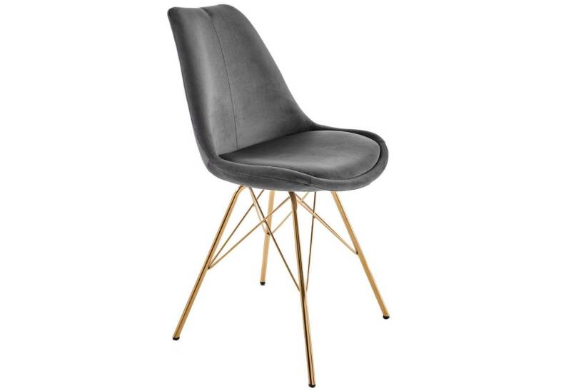 riess-ambiente Polsterstuhl SCANDINAVIA MEISTERSTÜCK dunkelgrau / gold (Einzelartikel, 1 St), Esszimmer · Samt · Metall · Retro von riess-ambiente