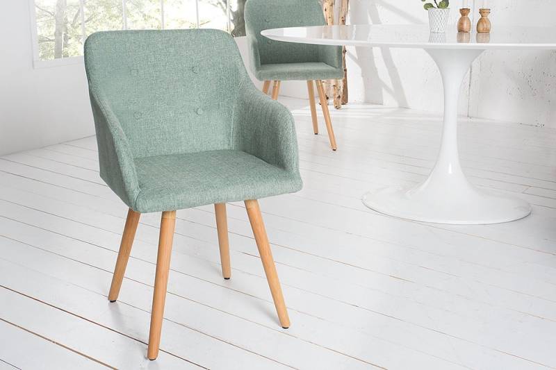 riess-ambiente Polsterstuhl SCANDINAVIA MEISTERSTÜCK salbei grün / natur (Einzelartikel, 1 St), Esszimmer · Webstoff · Massivholz · mit Armlehne · Retro Design von riess-ambiente