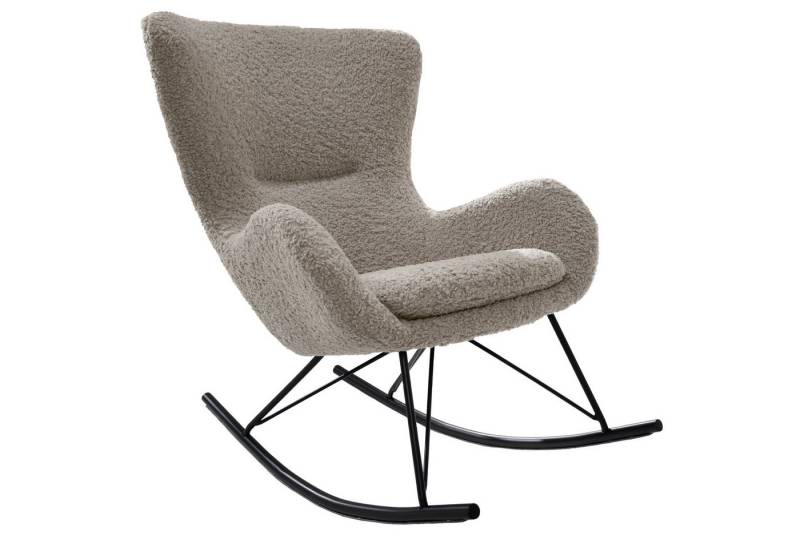 riess-ambiente Schaukelstuhl SCANDINAVIA SWING champagner greige / schwarz (Einzelartikel, 1 St), Wohnzimmer · Bouclé · Metall · mit Armlehne · wippbar · Modern Design von riess-ambiente