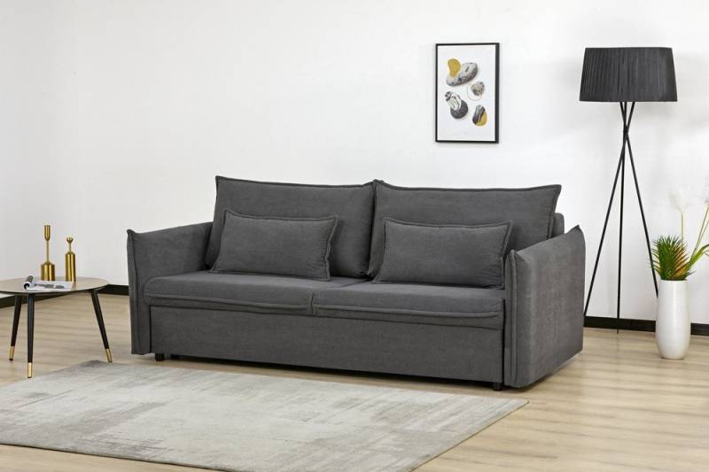 riess-ambiente Schlafsofa APARTMENT 200cm grau · 3-Sitzer-Couch mit Cord-Bezug inkl. Kissen, Einzelartikel 1 Teile, mit Bettfunktion für Wohn- oder Gästezimmer · verstellbare Rückenlehne von riess-ambiente