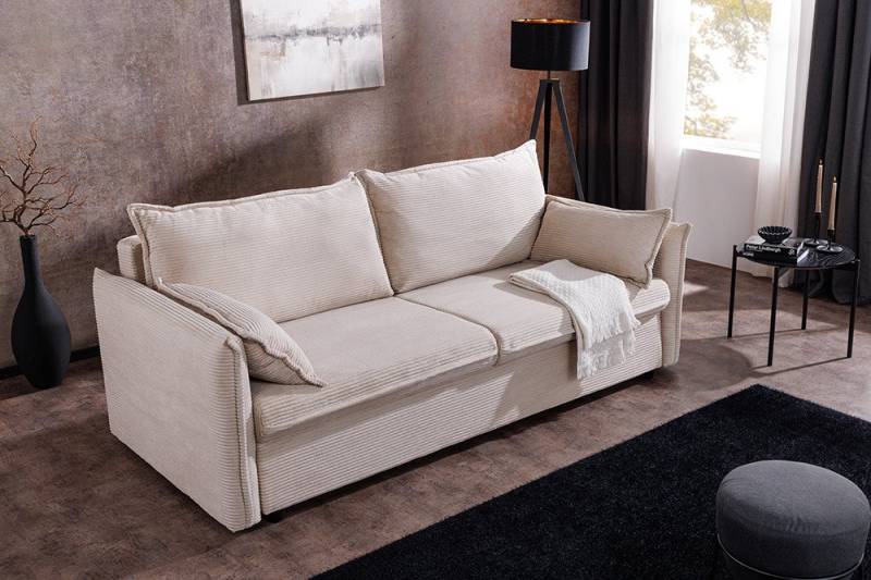 riess-ambiente Schlafsofa APARTMENT 215cm beige · Cord, inkl. Kissen, verstellbare Rückenlehne, Einzelartikel 1 Teile, 3-Sitzer-Couch mit Bettfunktion - ideal für Wohn- oder Gästezimmer von riess-ambiente