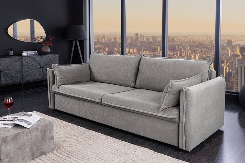 riess-ambiente Schlafsofa APARTMENT 215cm grau · 3-Sitzer-Couch mit Cord-Bezug inkl. Kissen, Einzelartikel 1 Teile, mit Bettfunktion für Wohn- oder Gästezimmer · verstellbare Rückenlehne riess-ambiente Schlafsofa APARTMENT 215cm grau · 3-Sitzer-Couch mit Cord-Bezug inkl. Kissen, Einzelartikel 1 Teile, mit Bettfunktion für Wohn- oder Gästezimmer · verstellbare Rückenlehne von riess-ambiente