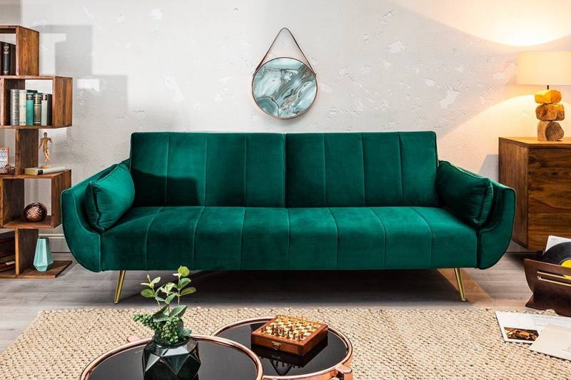 riess-ambiente Schlafsofa DIVANI 220cm smaragdgrün / gold, Einzelartikel 1 Teile, Wohnzimmer · Samt · 3-Sitzer · Couch mit Bettfunktion · Retro Design riess-ambiente Schlafsofa DIVANI 220cm smaragdgrün / gold, Einzelartikel 1 Teile, Wohnzimmer · Samt · 3-Sitzer · Couch mit Bettfunktion · Retro Design von riess-ambiente