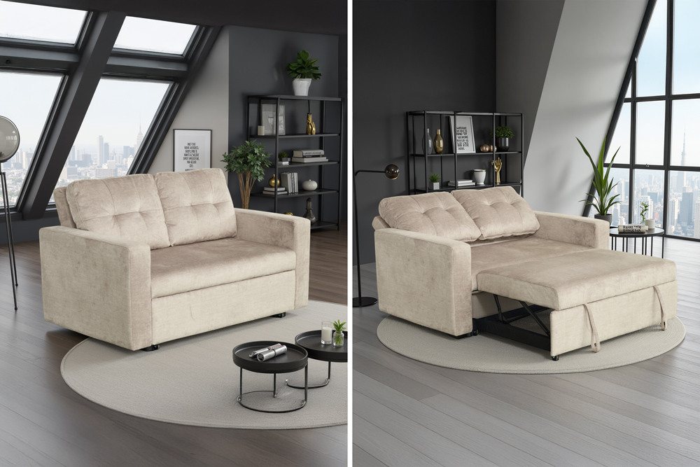 riess-ambiente Schlafsofa SMART 2-Sitzer champagner beige – Samt, ausziehbar, Nosagfederung, Einzelartikel 1 Teile, kompakte Ausziehcouch mit Polsterung – ideal für Gäste- oder Wohnraum riess-ambiente Schlafsofa SMART 2-Sitzer champagner beige – Samt, ausziehbar, Nosagfederung, Einzelartikel 1 Teile, kompakte Ausziehcouch mit Polsterung – ideal für Gäste- oder Wohnraum von riess-ambiente