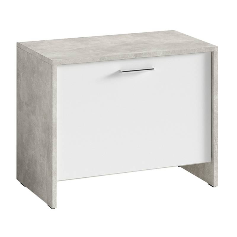 riess-ambiente Schuhschrank BENNO 60cm weiß-grau – Schuhkipper in Beton-Optik mit 2 Fächern (Einzelartikel, 1-St) moderne Optik, für Flur & Eingangsbereich, praktischer Stauraum von riess-ambiente