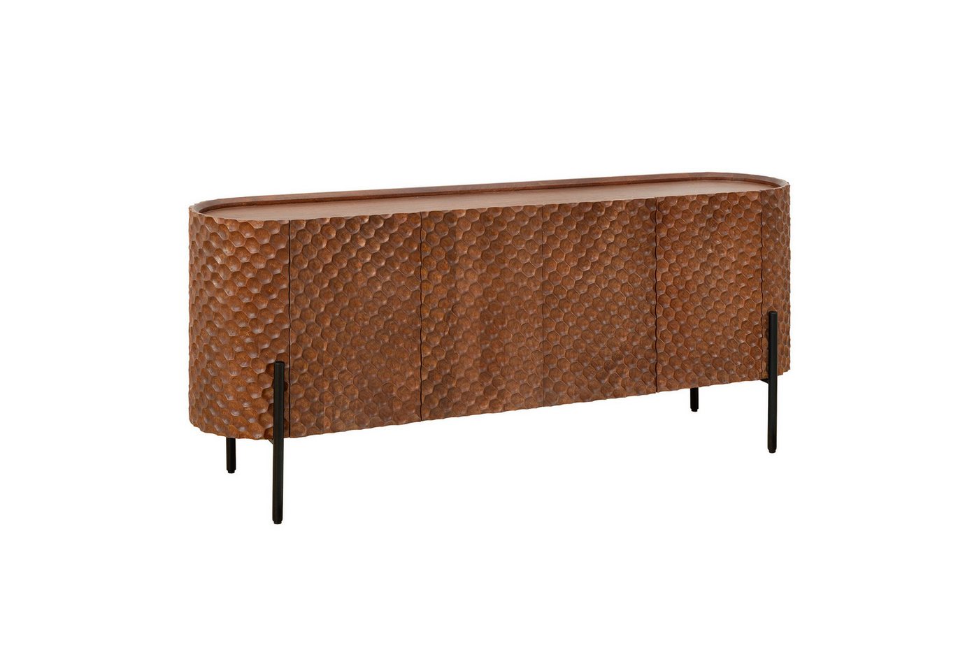 riess-ambiente Sideboard ADLON 170cm braun / schwarz - Mangoholz, 3D-Front, Metall (Einzelartikel, 1 St), massive Kommode mit Stauraum - ideal für Flur, Arbeits- & Wohnzimmer von riess-ambiente