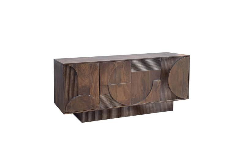riess-ambiente Sideboard ART DECO 170cm braun / smoke · Kommode aus Mangoholz mit 3D-Front (Einzelartikel, 1 St), Massivholz · Push-to-Open · 6 Fächer · lackiert · Wohnzimmer · Design von riess-ambiente