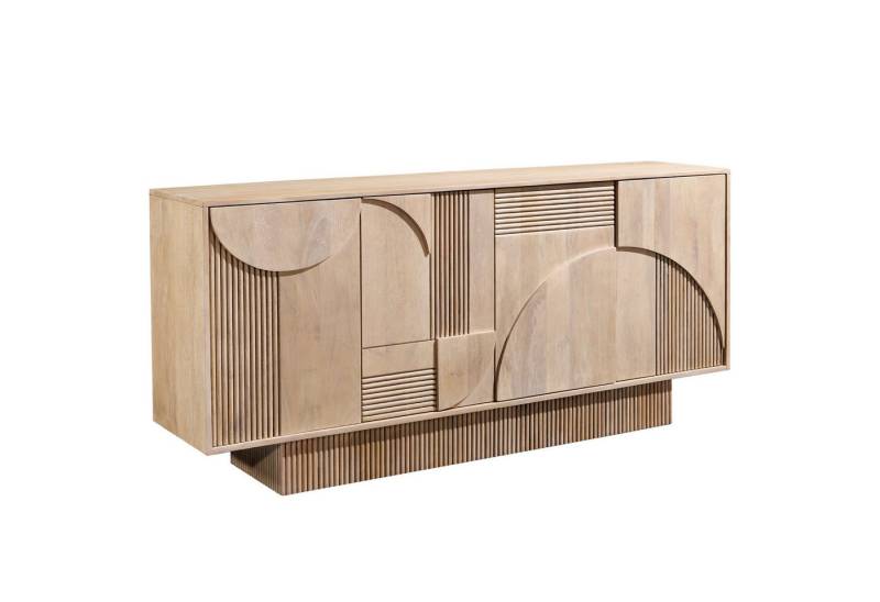 riess-ambiente Sideboard ART DECO 170cm weiß gekälkt (Einzelartikel, 1 St), Massivholz · Kommode · 6 Fächer · 3D-Front · Wohnzimmer · Design von riess-ambiente