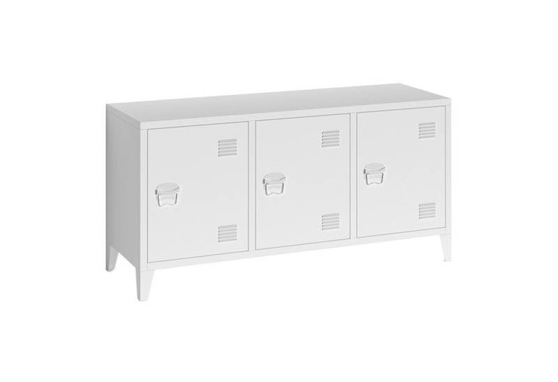 riess-ambiente Sideboard DURA STEEL 120cm weiß - Metall - Industrial-Kommode mit Stauraum (Einzelartikel, 1 St), TV Board mit Türen im Stil von Metallspinden - ideal für Wohnzimmer von riess-ambiente