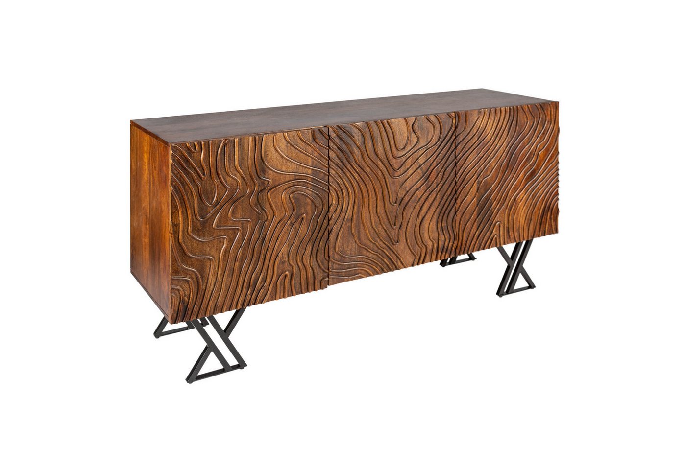 riess-ambiente Sideboard FLUID 160cm braun, Massivholz · Metall · Kommode · aufwändige Front · Wohnzimmer von riess-ambiente