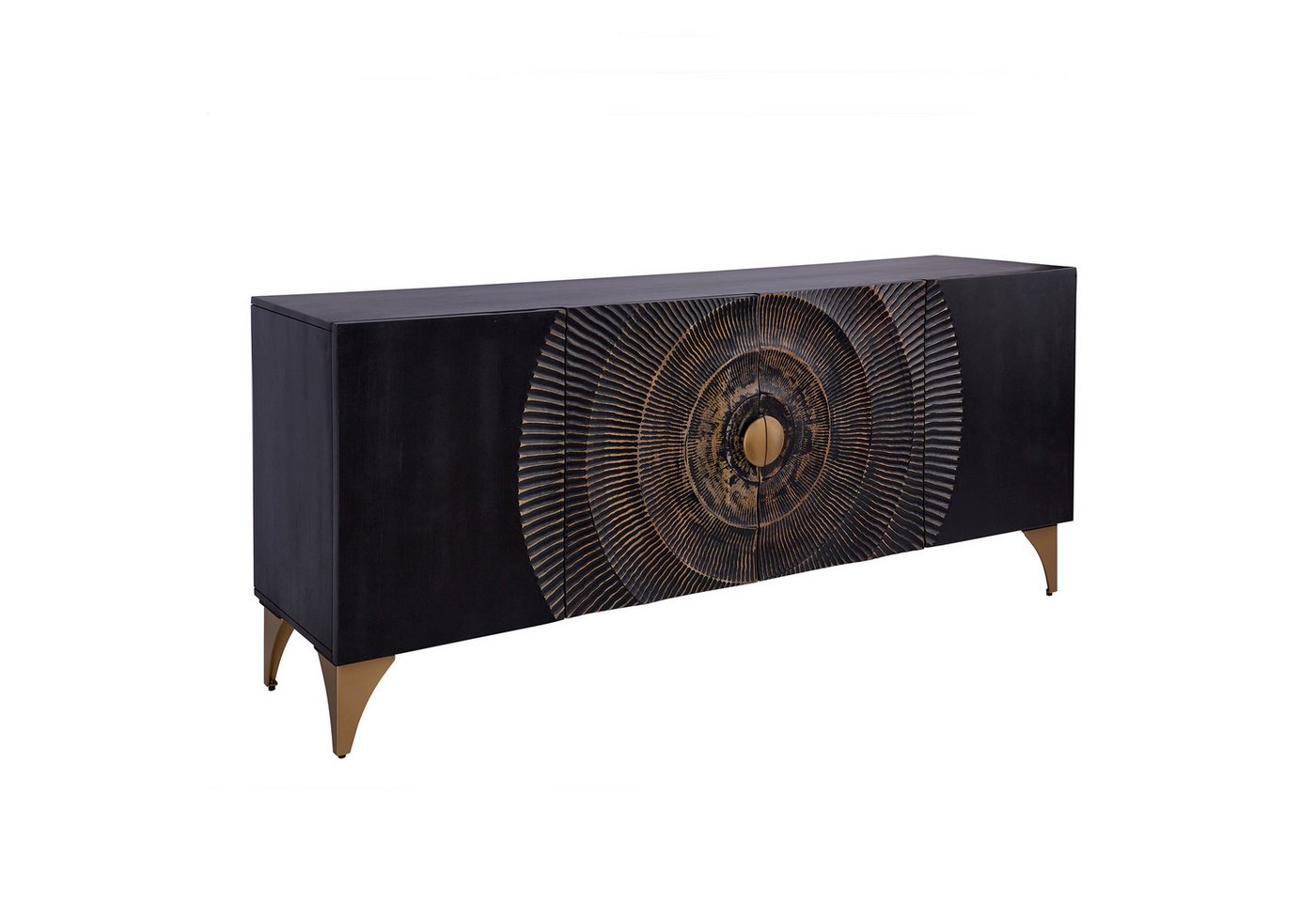 riess-ambiente Sideboard GOLDEN SUNSET 180cm schwarz / gold (Einzelartikel, 1 St), Massivholz · Metall · Kommode · 3D Front · Wohnzimmer von riess-ambiente