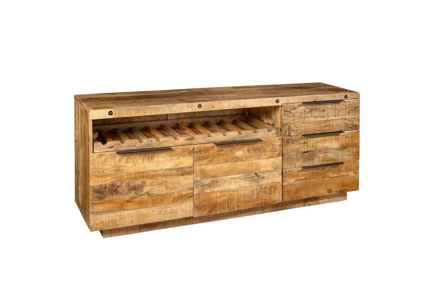 riess-ambiente Sideboard IRON CRAFT 175cm natur (Einzelartikel, 1 St), Massivholz · Metall · Kommode · 3D Schnitzereien · Wohnzimmer von riess-ambiente