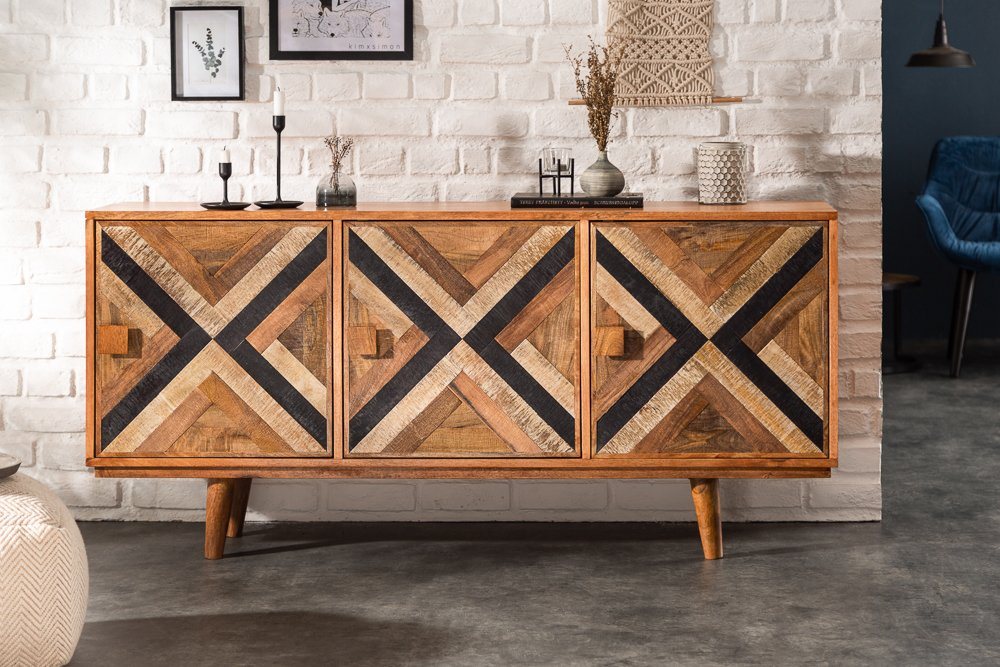 riess-ambiente Sideboard LONG ISLAND 160cm natur / schwarz (Einzelartikel, 1 St), Wohnzimmer · Mangoholz-Design · mit Stauraum · handmade · Schlafzimmer von riess-ambiente