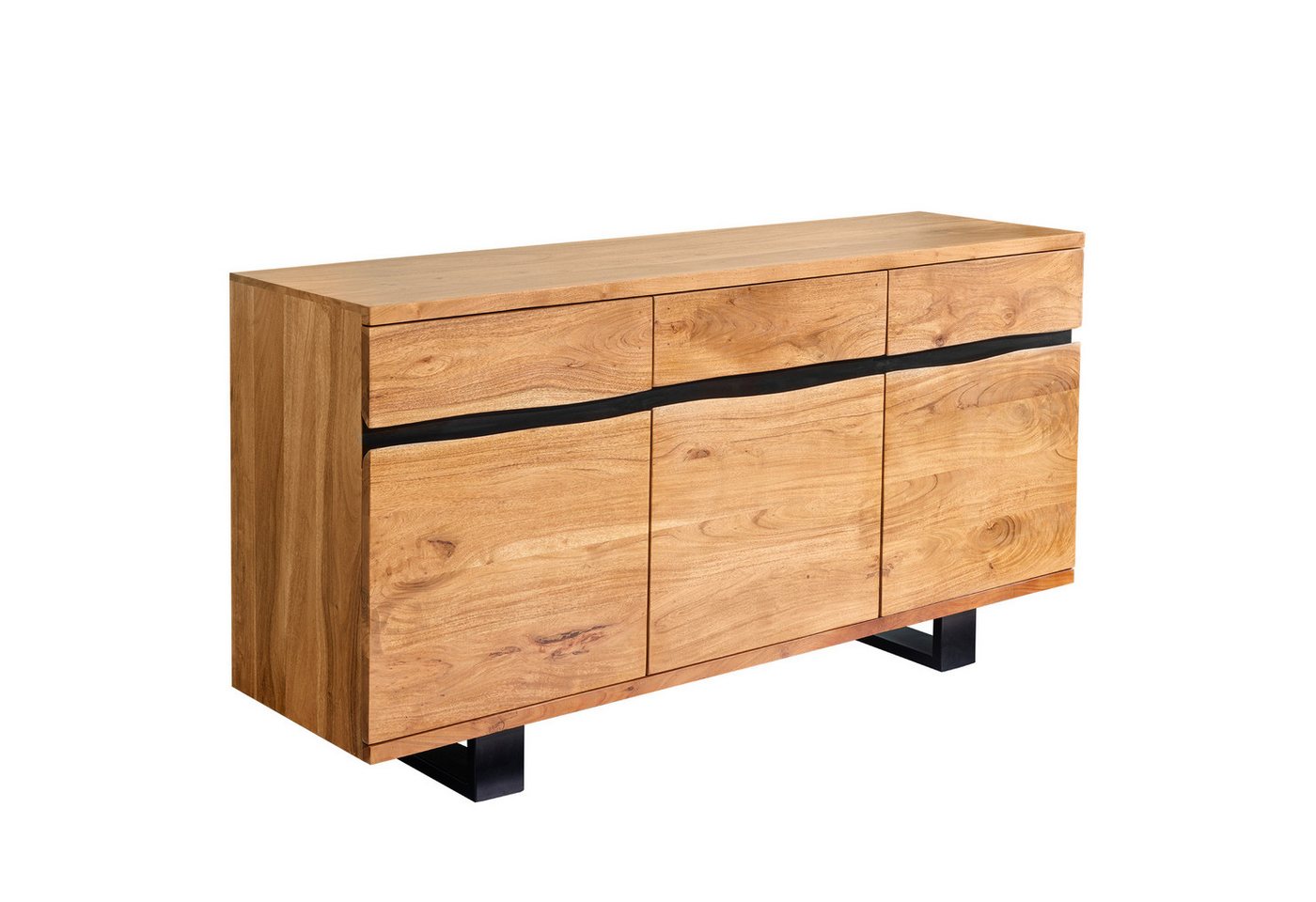 riess-ambiente Sideboard MAMMUT 160cm honigfarben (Einzelartikel, 1 St), Massivholz · Baumkante · Metall · Kommode · Wohnzimmer von riess-ambiente