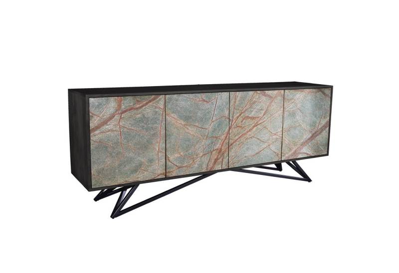 riess-ambiente Sideboard MOUNTAIN SOUL 175cm schwarz / grün-natur (Einzelartikel, 1 St), Akazie-Massivholz · Naturstein · Kommode · Wohnzimmer · Design von riess-ambiente
