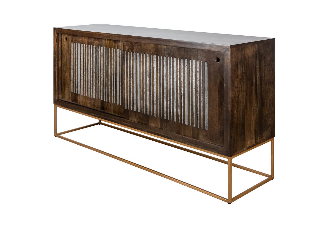 riess-ambiente Sideboard ONYX 160cm dunkelbraun / gold (Einzelartikel, 1 St), Massivholz · Achat · Edelstein · Metall · Schiebetüren · Wohnzimmer von riess-ambiente