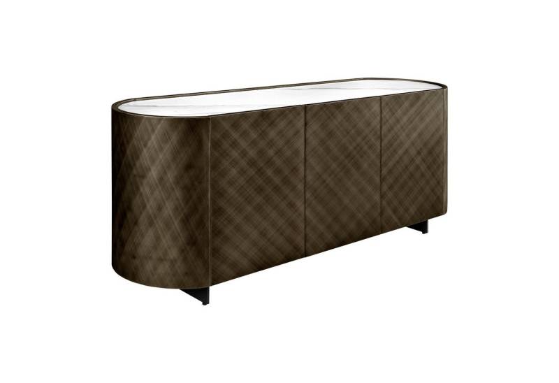 riess-ambiente Sideboard REFLECTION 150cm weiß / bronze · Kommode mit 3D Effekt & Marmor Design (Einzelartikel, 1 St), Keramik Platte · brushed Finish · Rautenmuster · abgerundete Ecken von riess-ambiente