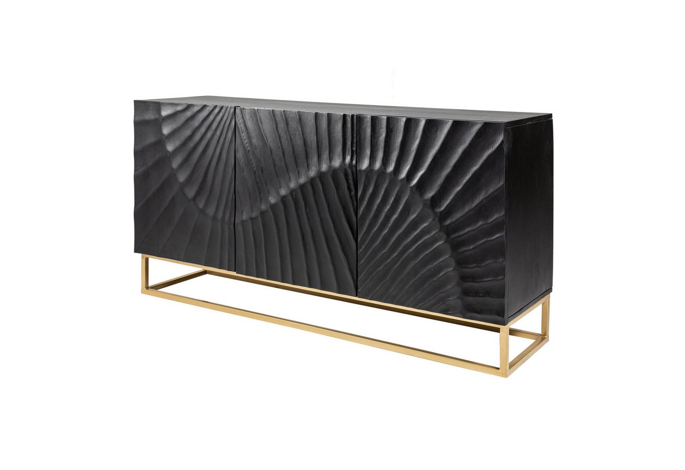 riess-ambiente Sideboard SCORPION 140cm schwarz / gold, Massivholz · Metall · Kommode · 3D Schnitzereien · Wohnzimmer von riess-ambiente