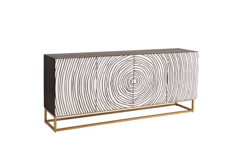 riess-ambiente Sideboard ZEN CIRCLES 180cm weiß / schwarz / gold (Einzelartikel, 1 St), Mango-Massivholz · Metall · Kommode · 3D-Front · Modern Design von riess-ambiente