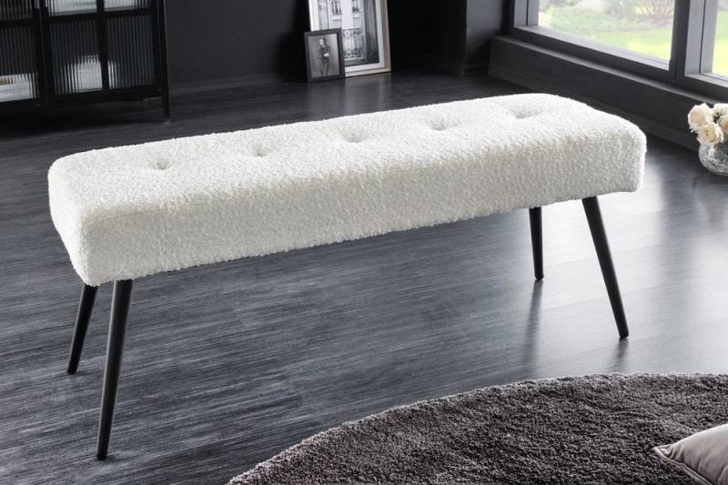 riess-ambiente Sitzbank BOUTIQUE 100cm weiß / schwarz (Einzelartikel, 1-St), Wohnzimmer · Bouclé · Metall · Esszimmer· Flur · Schlafzimmer von riess-ambiente