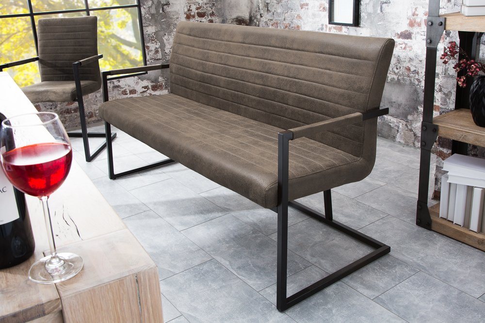 riess-ambiente Sitzbank LOFT 160cm taupe / schwarz (Einzelartikel, 1-St), Esszimmer · Microfaser · Metall · Industrial von riess-ambiente