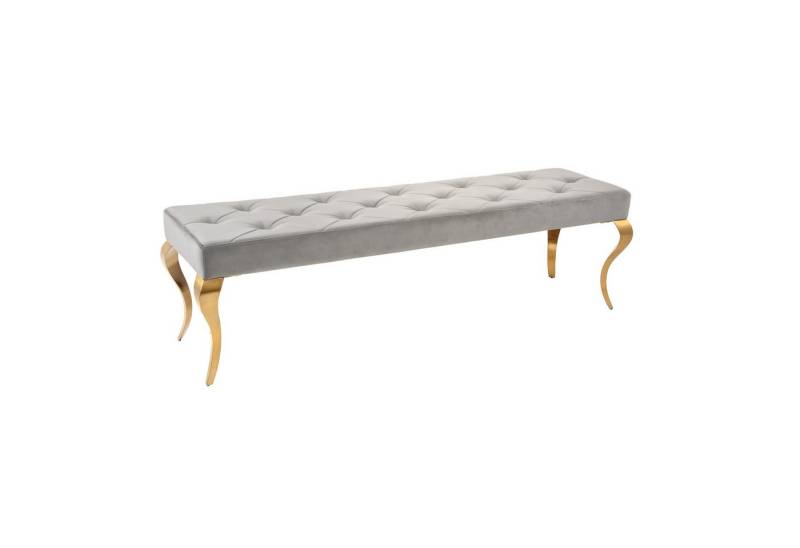 riess-ambiente Sitzbank MODERN BAROCK 175cm grau / gold (Einzelartikel, 1-St), Esszimmer · Samt · Edelstahl · Schlafzimmer · Flur · Design von riess-ambiente