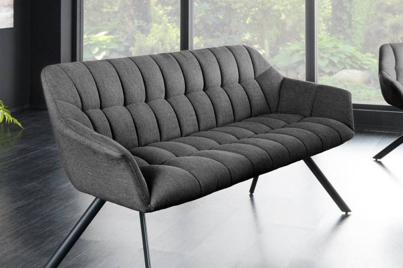 riess-ambiente Sitzbank PAPILLON 165cm anthrazit / schwarz (Einzelartikel, 1-St), Esszimmer · Stoff · Metall · mit Rückenlehne · Flur · Schlafzimmer von riess-ambiente