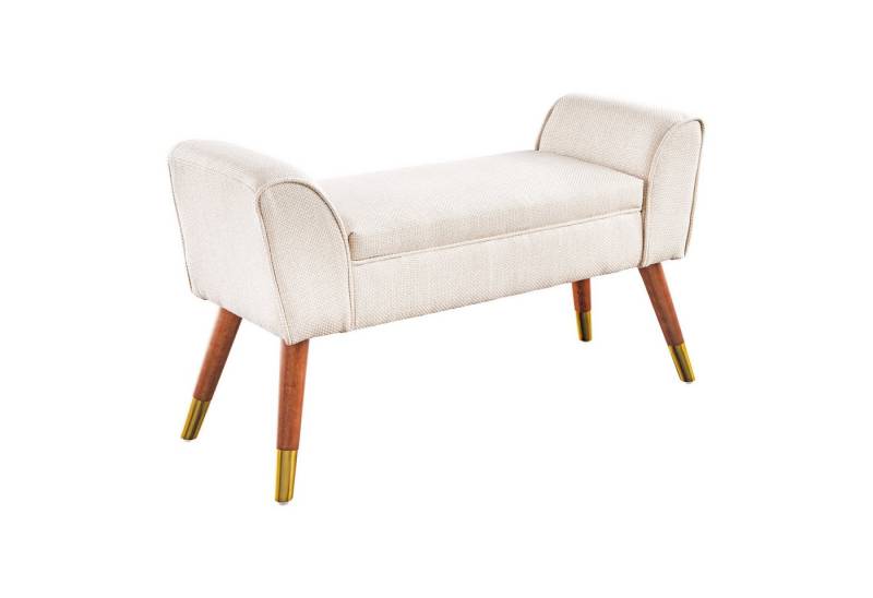 riess-ambiente Sitzbank SCARLETT 90cm beige · Sitzgelegenheit mit Strukturstoff-Bezug (Einzelartikel, 1-St), Flur-Bank · Metall-Füße · mit Armlehne · Retro-Design von riess-ambiente